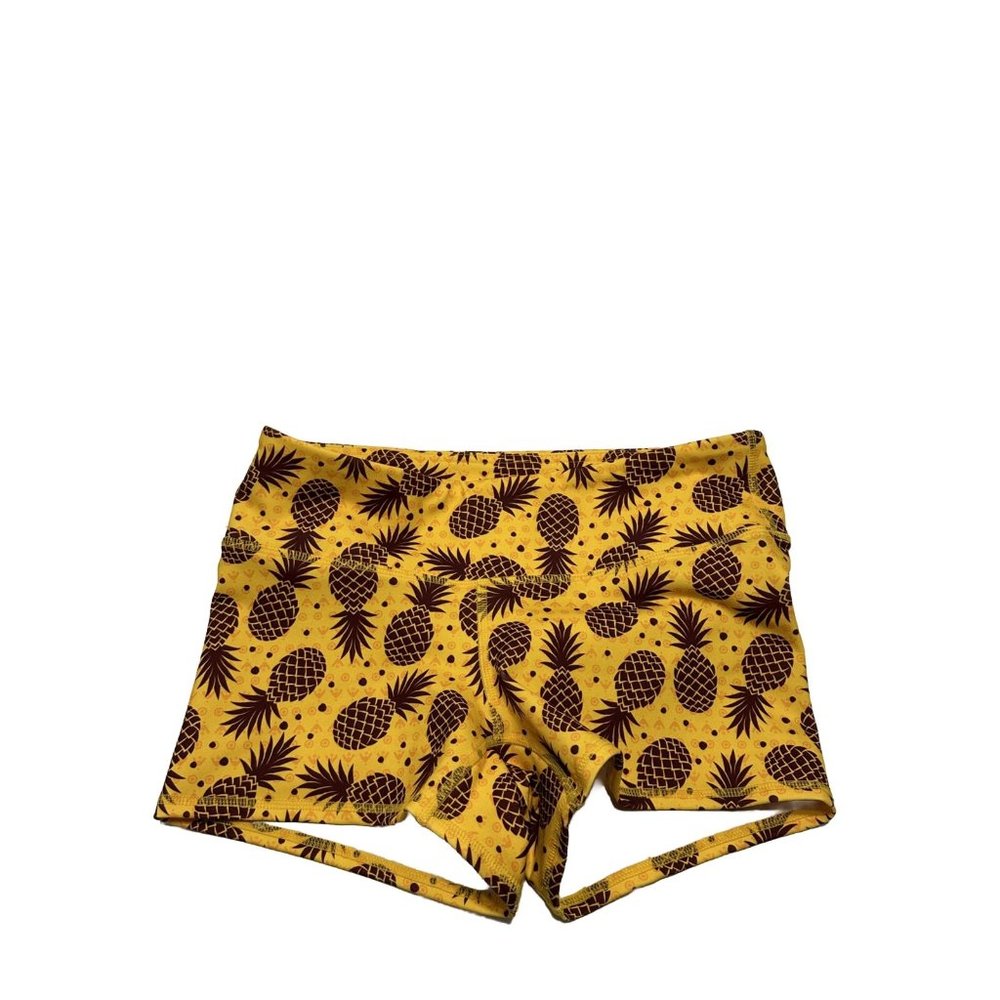 Tough Mode Womens 3” Booty Shorts Pineapples Size Medium Workout CrossFit Gym